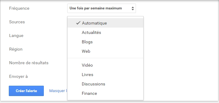 Google alerte sources