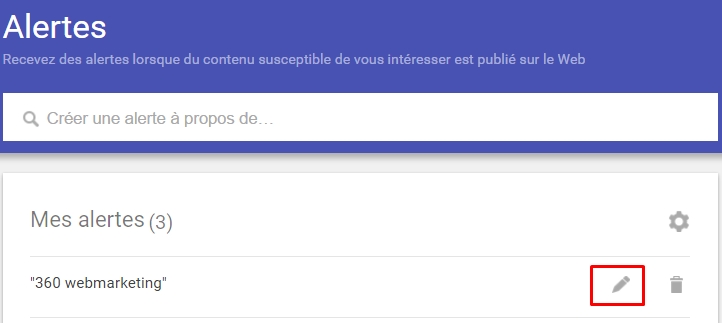 Google alertes modification